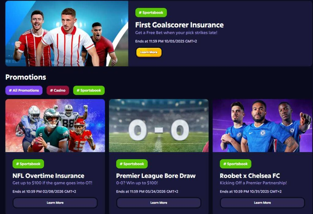 Roobet sportsbook kampanjat